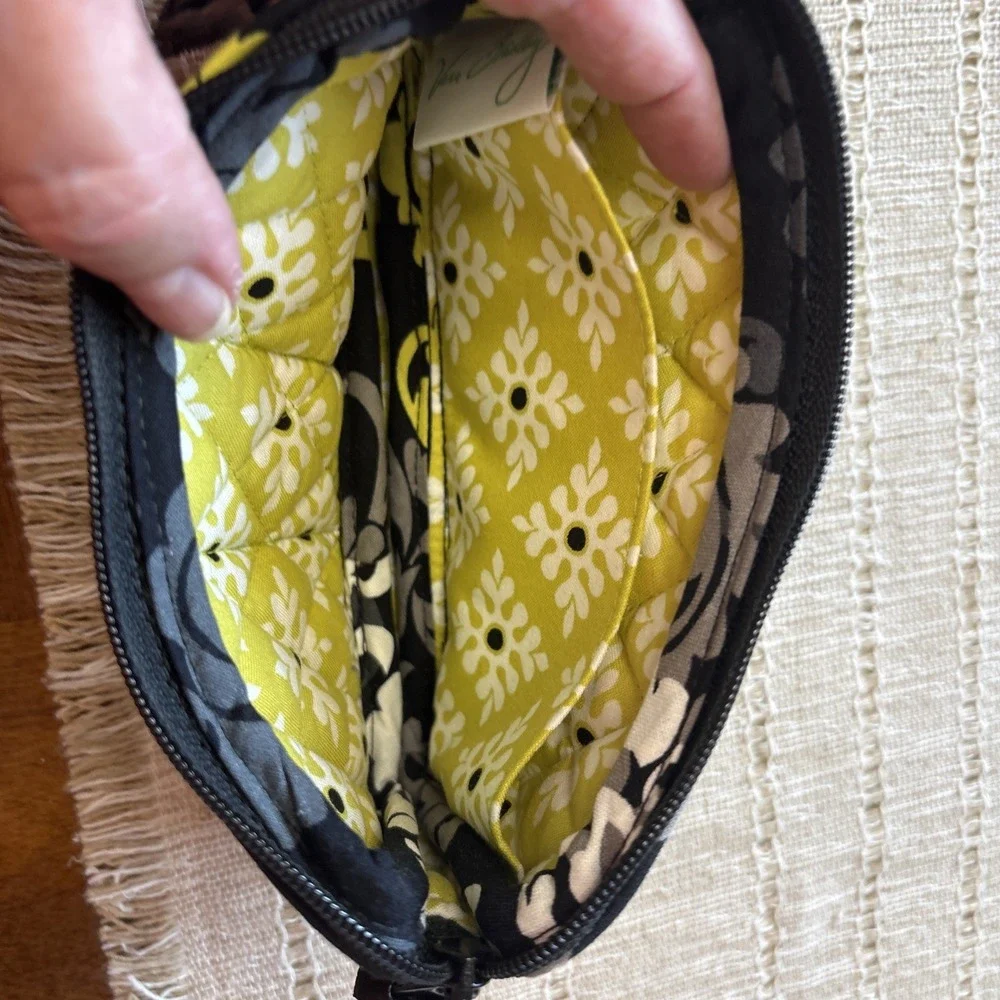 Vera Bradley Baroque Black & Yellow Floral Wristlet Zip Pouch